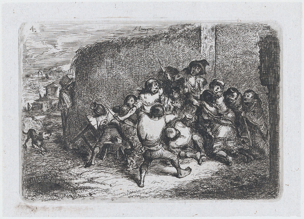 Plate 4: a street brawl, from the series of customs and pastimes of the Spanish people, Francisco Lameyer y Berenguer (Spanish, 1825–1877), Etching 