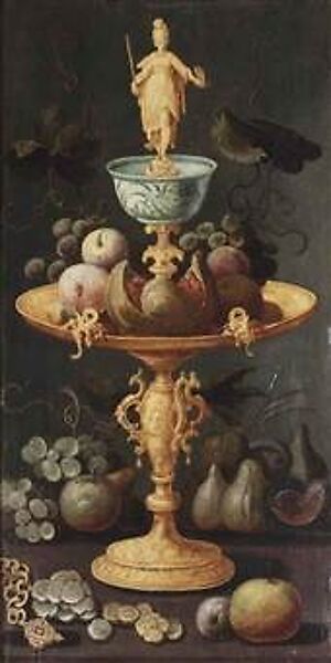 Artus Claessens, Still Life with a Silver-gilt Tazza surmounted by a  Personification of Painting, Antwerp