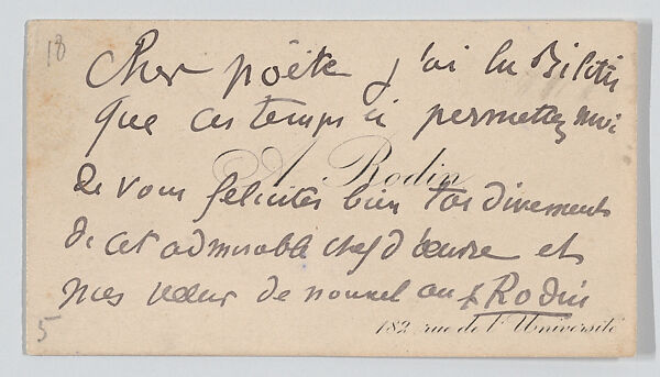 Auguste Rodin, calling card, Anonymous, Engraving 