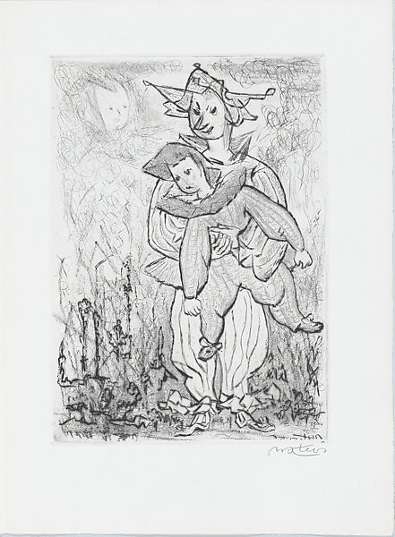 Woman wearing a bodice, hand raised (number 6), Martín Sáez (Spanish, Laredo 1923–1989 Madrid), Sheet folded in half with letterpress title and publication details on front, poem by Coronel Urtecho on inside cover facing the print (etching and sulphur acid)