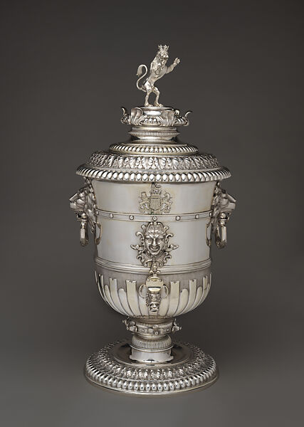 Fountain with the coats-of-arms of Ernest Augustus, bishop of Osnabrück and duke of York surmounted by a lion, Lewin Dedecke (German, 1660–1733), Silver, German, Hanover 