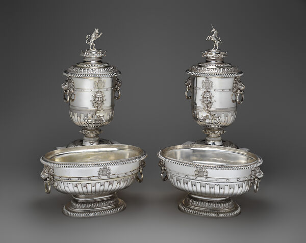 Fountain with the coats-of-arms of Ernest Augustus, bishop of Osnabrück and duke of York surmounted by a lion, Lewin Dedecke (German, 1660–1733), Silver, German, Hanover