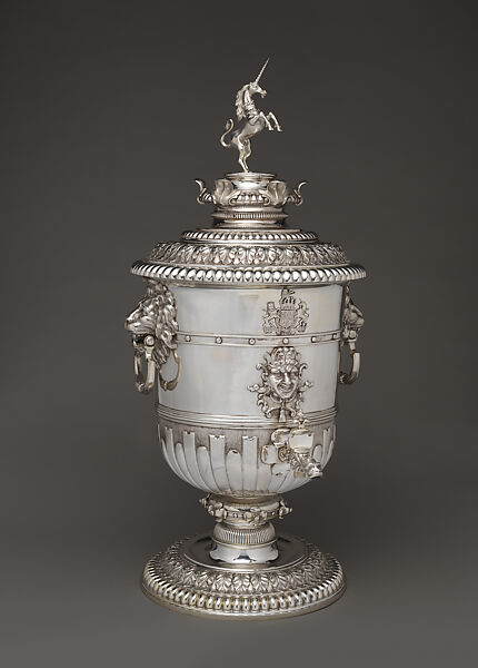 Fountain with the coats-of-arms of Ernest Augustus, bishop of Osnabrück and duke of York surmounted by a unicorn, Probably by Johann Wilhelm Voigt I (German, active 1716–55), Silver, German, Osnabrück