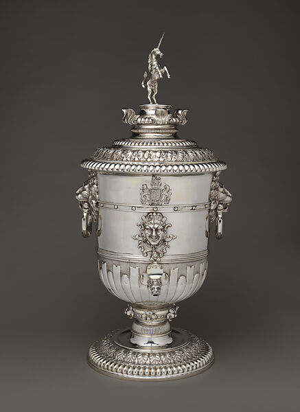 Fountain with the coats-of-arms of Ernest Augustus, bishop of Osnabrück and duke of York surmounted by a unicorn, Probably by Johann Wilhelm Voigt I (German, active 1716–55), Silver, German, Osnabrück 