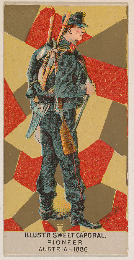 Pioneer, Austria, 1886, from the Military Series (N224) issued by Kinney Tobacco Company to promote Sweet Caporal Cigarettes, Issued by Kinney Brothers Tobacco Company, Commercial color lithograph 