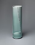 Cylindrical Vase, Fukami Sueharu (Japanese, born 1947), Porcelain with pale-blue glaze (seihakuji), Japan 