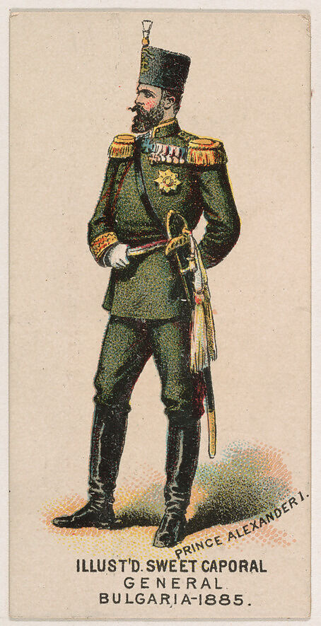 General, Bulgaria, 1885, from the Military Series (N224) issued by Kinney Tobacco Company to promote Sweet Caporal Cigarettes, Issued by Kinney Brothers Tobacco Company, Commercial color lithograph 