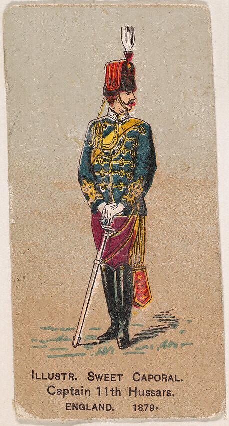 Captain, 11th Hussars, England, 1879, from the Military Series (N224) issued by Kinney Tobacco Company to promote Sweet Caporal Cigarettes, Issued by Kinney Brothers Tobacco Company, Commercial color lithograph 