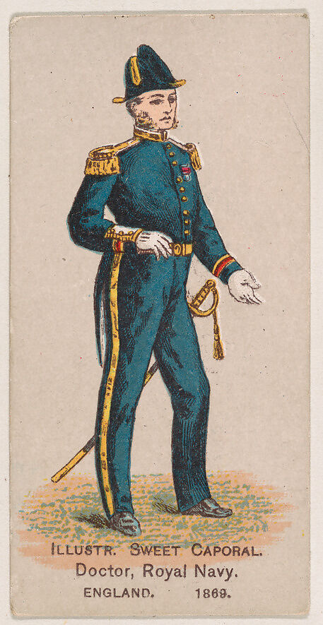 Doctor, Royal Navy, England, 1869, from the Military Series (N224) issued by Kinney Tobacco Company to promote Sweet Caporal Cigarettes, Issued by Kinney Brothers Tobacco Company, Commercial color lithograph 