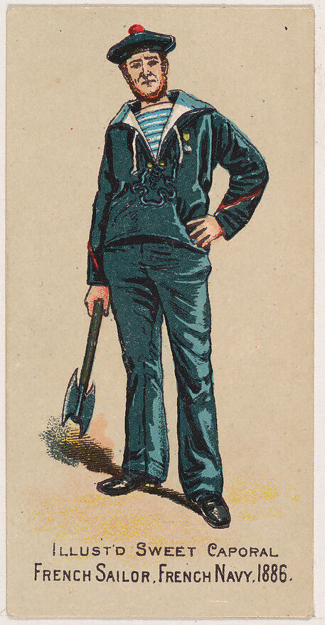 French Sailor, French Navy, 1886, from the Military Series (N224) issued by Kinney Tobacco Company to promote Sweet Caporal Cigarettes, Issued by Kinney Brothers Tobacco Company, Commercial color lithograph 
