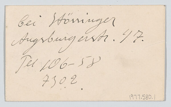 Alexander Archipenko, calling card, Anonymous, American, 20th century, Letterpress