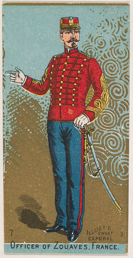 Officer of Zouaves, France, from the Military Series (N224) issued by Kinney Tobacco Company to promote Sweet Caporal Cigarettes, Issued by Kinney Brothers Tobacco Company, Commercial color lithograph 