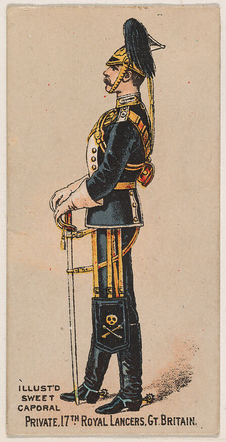 Private, 17th Royal Lancers, Great Britain, from the Military Series (N224) issued by Kinney Tobacco Company to promote Sweet Caporal Cigarettes, Issued by Kinney Brothers Tobacco Company, Commercial color lithograph 