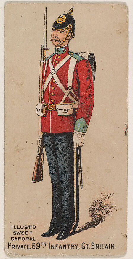 Private, 69th Infantry, Great Britain, from the Military Series (N224) issued by Kinney Tobacco Company to promote Sweet Caporal Cigarettes, Issued by Kinney Brothers Tobacco Company, Commercial color lithograph 