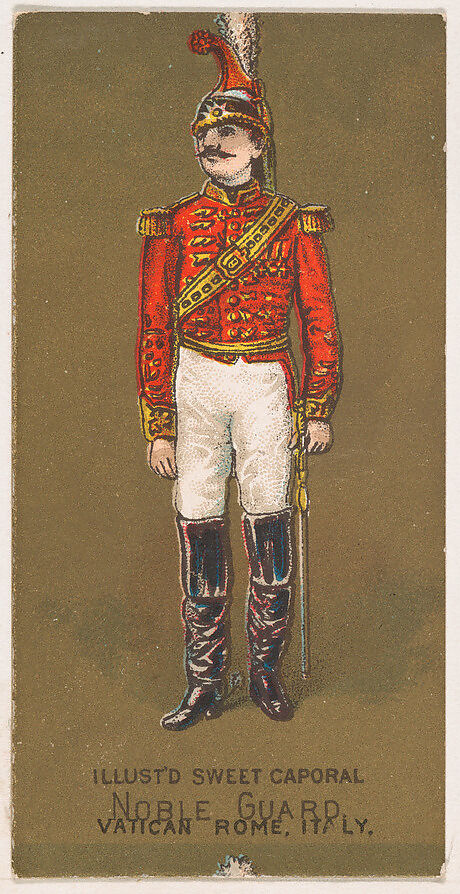 Noble Guard, Vatican, Rome, Italy, from the Military Series (N224) issued by Kinney Tobacco Company to promote Sweet Caporal Cigarettes, Issued by Kinney Brothers Tobacco Company, Commercial color lithograph 