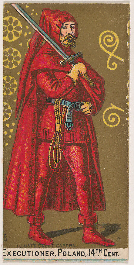Executioner, Poland, 14th Century, from the Military Series (N224) issued by Kinney Tobacco Company to promote Sweet Caporal Cigarettes, Issued by Kinney Brothers Tobacco Company, Commercial color lithograph 