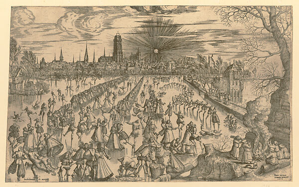 Skating Feast at Mechelen, Peeter van der Borcht (Netherlandish, Mechelen ca. 1535–1608 Antwerp), Etching 