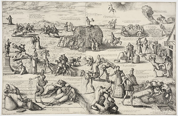 The Wagon of Hay (Al Hoy), Frans Hogenberg (Netherlandish, 1540–1590), Etching; printed from two plates on two sheets 