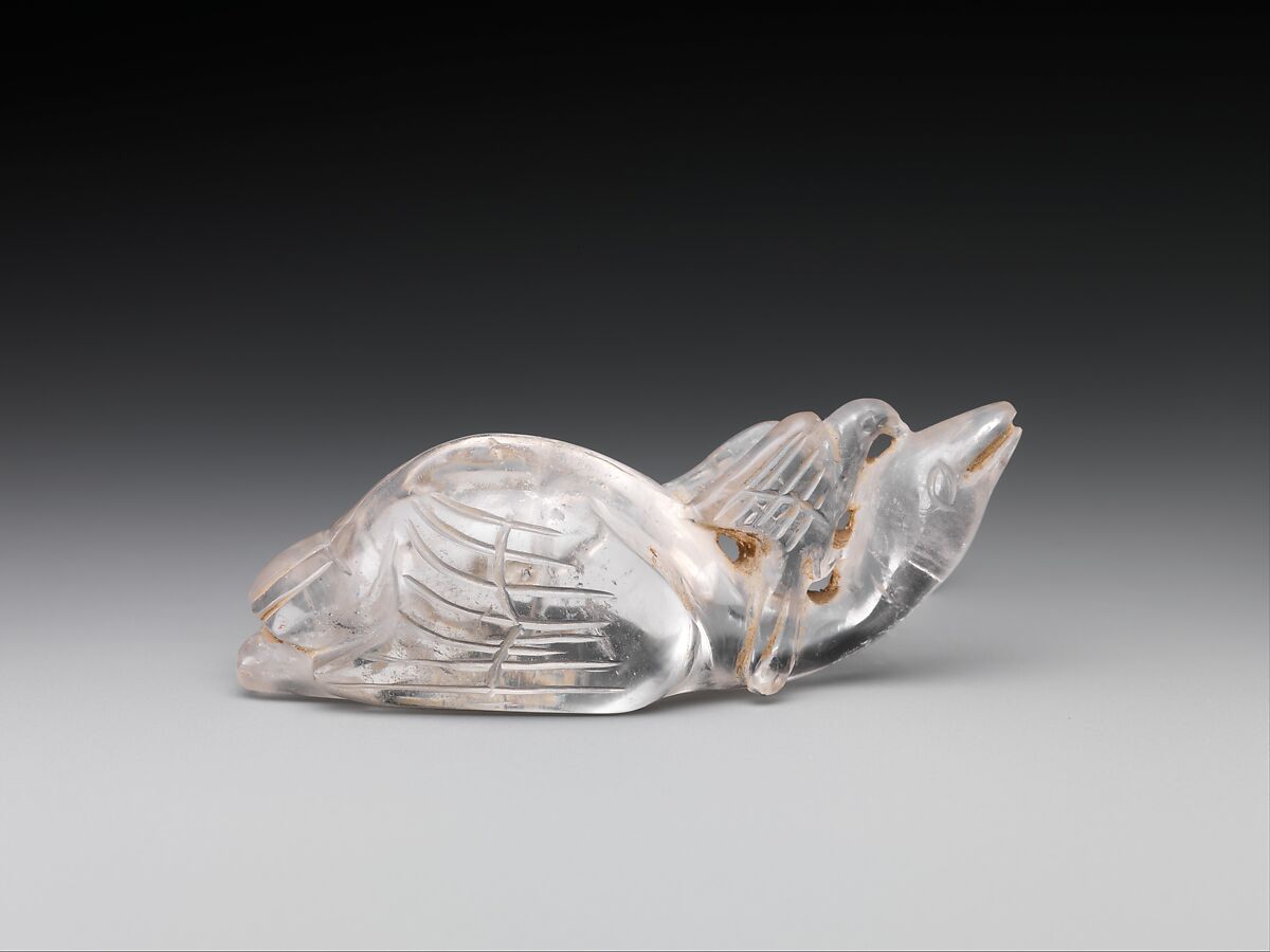 Toggle in the shape of a falcon attacking a swan, Crystal, China