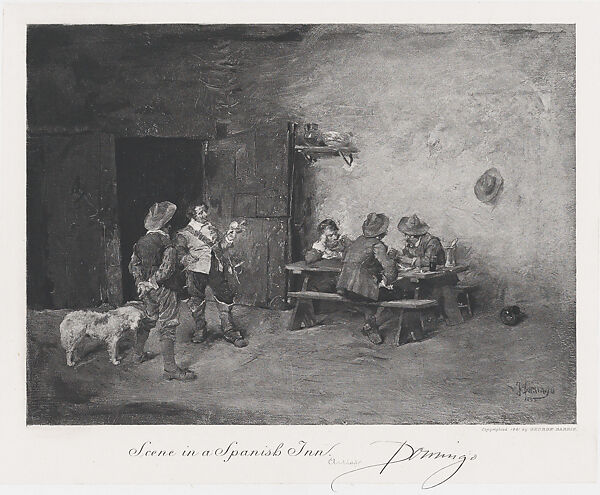 Figures inside a Spanish inn, After Francisco Domingo y Marqués (Spanish, Valencia 1842–1920 Madrid), Photogravure on chine collé 