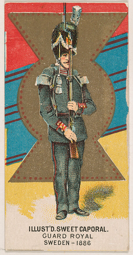 Royal Guard, Sweden, 1886, from the Military Series (N224) issued by Kinney Tobacco Company to promote Sweet Caporal Cigarettes, Issued by Kinney Brothers Tobacco Company, Commercial color lithograph 