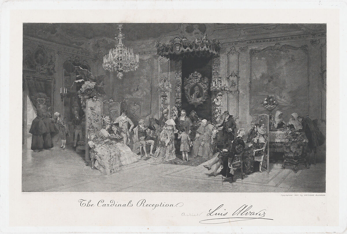 The Cardinal's Reception, After Luis Alvarez Catalá (Spanish, Monasterio de Helmo 1836–1901 Madrid), Photogravure on chine collé 
