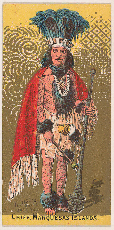 Chief, Marquesas Islands, from the Military Series (N224) issued by Kinney Tobacco Company to promote Sweet Caporal Cigarettes, Issued by Kinney Brothers Tobacco Company, Commercial color lithograph 
