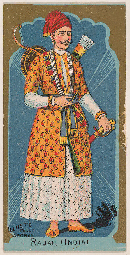 Rajah, India, from the Military Series (N224) issued by Kinney Tobacco Company to promote Sweet Caporal Cigarettes, Issued by Kinney Brothers Tobacco Company, Commercial color lithograph 