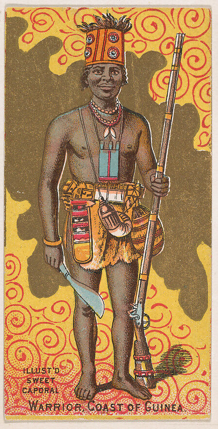 Warrior, Coast of Guinea, from the Military Series (N224) issued by Kinney Tobacco Company to promote Sweet Caporal Cigarettes, Issued by Kinney Brothers Tobacco Company, Commercial color lithograph 