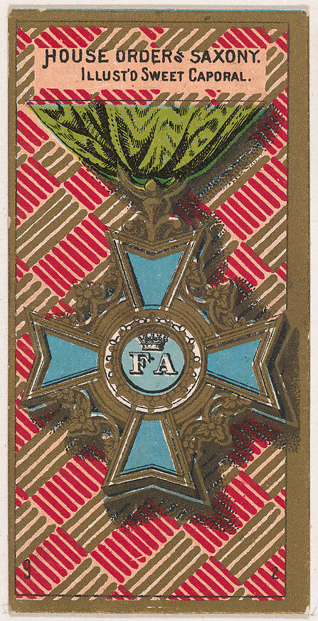 House Order of Saxony, from the Military Series (N224) issued by Kinney Tobacco Company to promote Sweet Caporal Cigarettes, Issued by Kinney Brothers Tobacco Company, Commercial color lithograph 