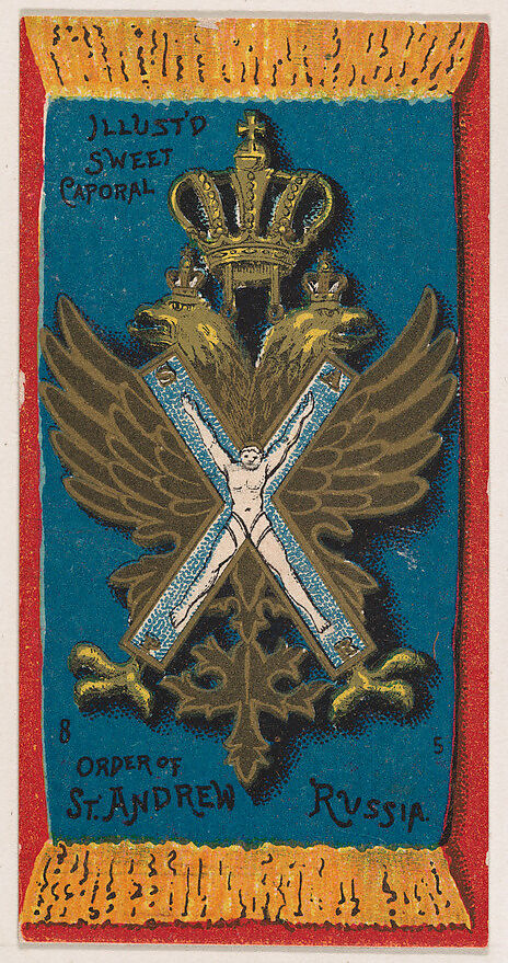 Order of St. Andrew, Russia, from the Military Series (N224) issued by Kinney Tobacco Company to promote Sweet Caporal Cigarettes, Issued by Kinney Brothers Tobacco Company, Commercial color lithograph 