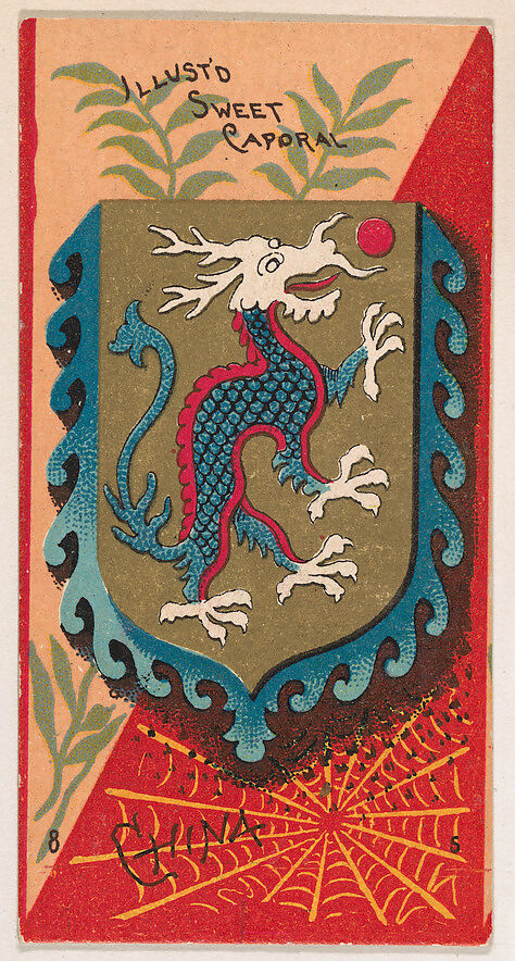 Coat of Arms, China, from the Military Series (N224) issued by Kinney Tobacco Company to promote Sweet Caporal Cigarettes, Issued by Kinney Brothers Tobacco Company, Commercial color lithograph 