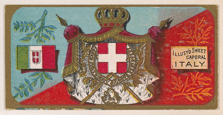 Coat of Arms, Italy, from the Military Series (N224) issued by Kinney Tobacco Company to promote Sweet Caporal Cigarettes, Issued by Kinney Brothers Tobacco Company, Commercial color lithograph 