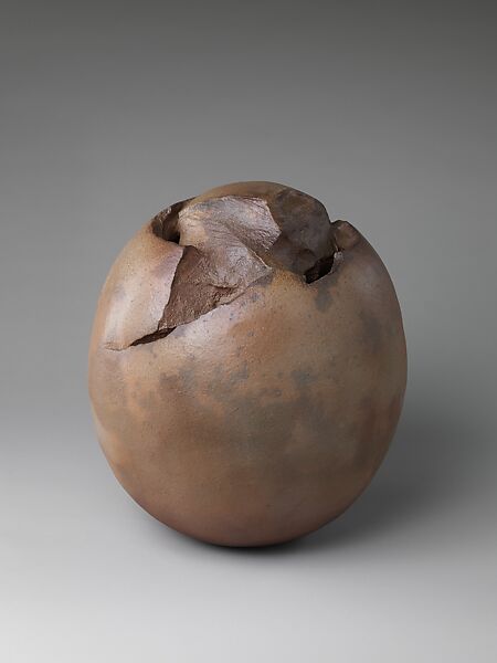 Flower Container, Kaneta Masanao (Japanese, born 1953; active Yamaguchi), Stoneware with brown glaze; Hagi ware, Japan 