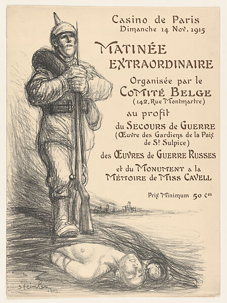 Program for the Matinée Extraordinaire, Casino de Paris, November 14, 1915, Théophile-Alexandre Steinlen (French (born Switzerland), Lausanne 1859–1923 Paris), Lithograph 