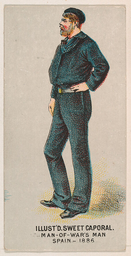 Man-of-War's Man, Spain, 1886, from the Military Series (N224) issued by Kinney Tobacco Company to promote Sweet Caporal Cigarettes, Issued by Kinney Brothers Tobacco Company, Commercial color lithograph 