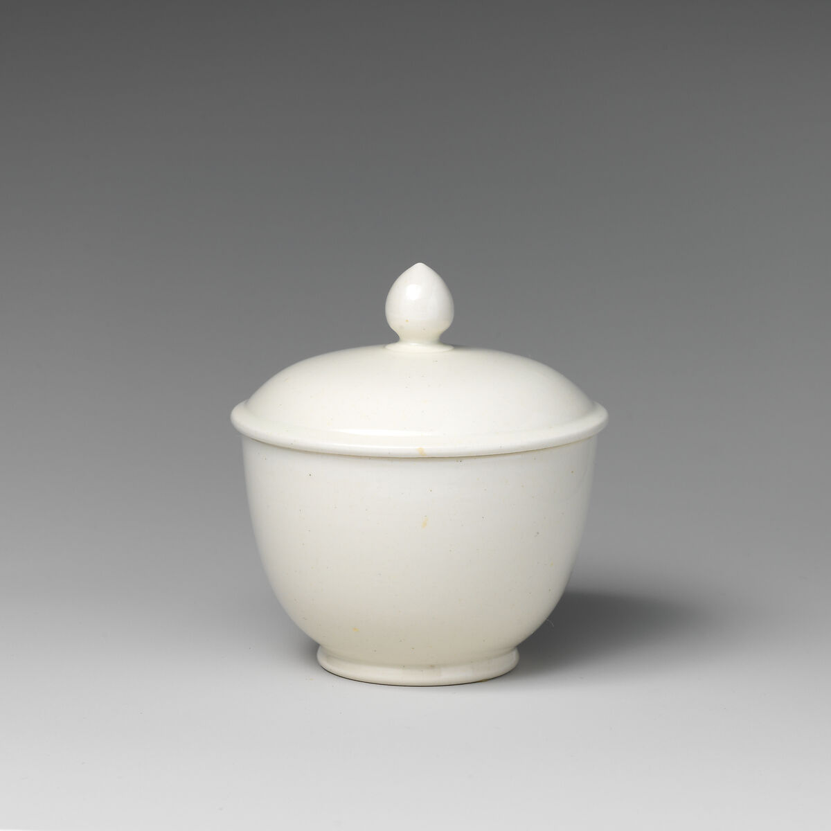 Miniature sugar bowl with cover (part of a set), Soft-paste porcelain, British 