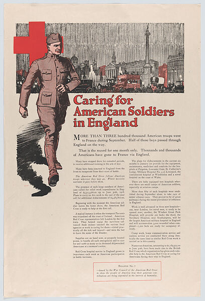 Caring for American Soldiers in England, Issued by American Red Cross (American), Commercial color lithograph 