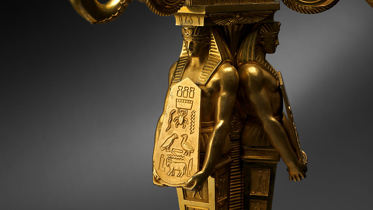 Egyptomania candelabrum (one of a pair), Alexis Decaix (British, active 1778–1811), Gilded bronze, British