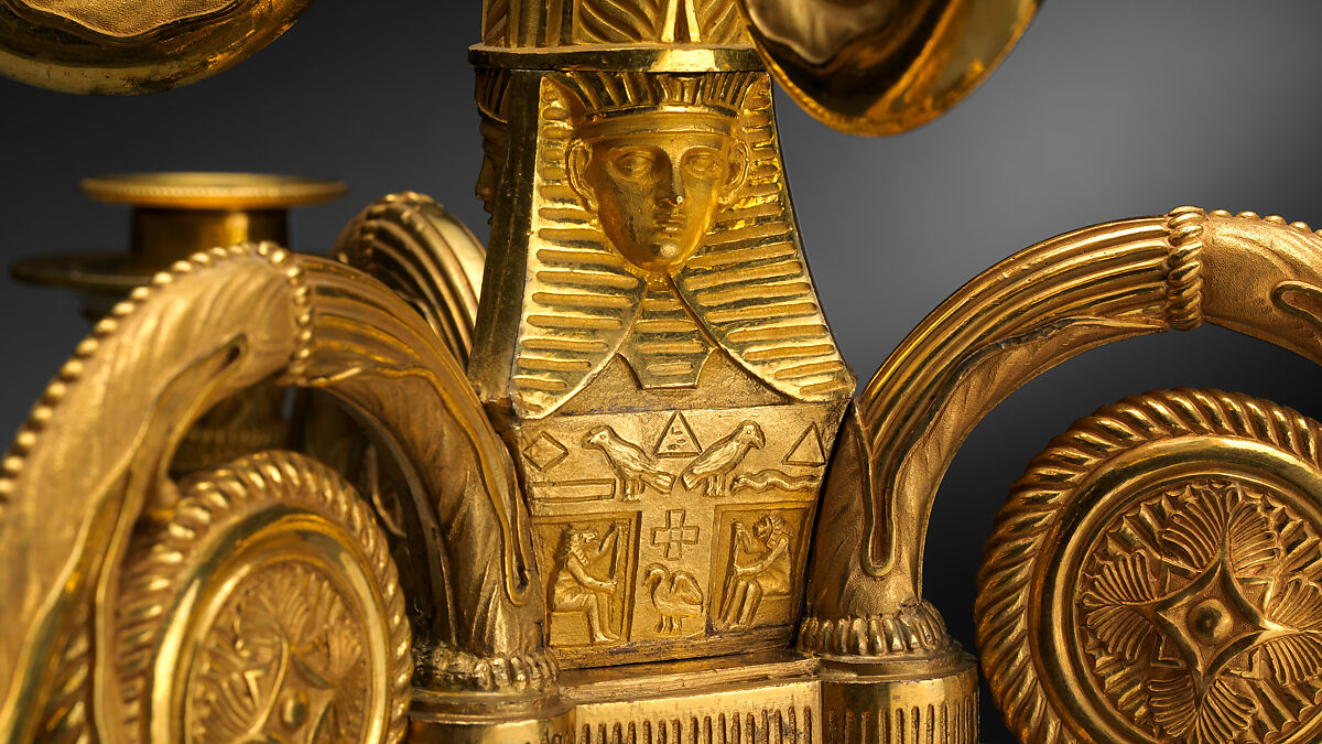 Egyptomania candelabrum (one of a pair), Alexis Decaix (British, active 1778–1811), Gilded bronze, British