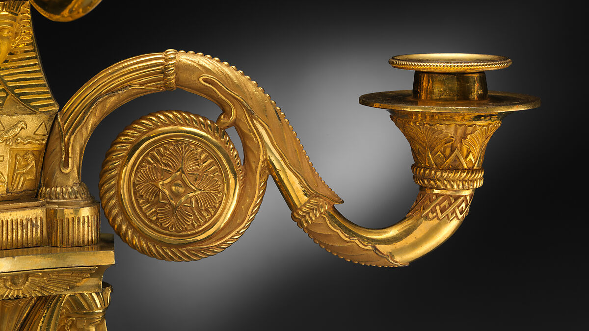 Egyptomania candelabrum (one of a pair), Alexis Decaix (British, active 1778–1811), Gilded bronze, British