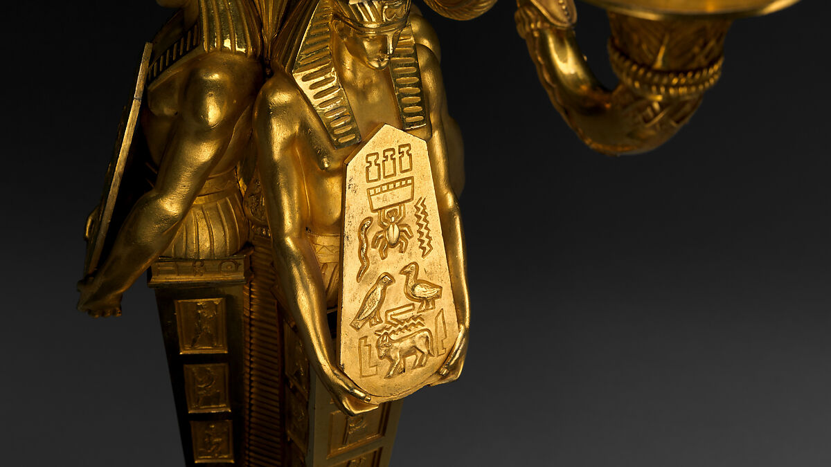 Egyptomania candelabrum (one of a pair), Alexis Decaix (British, active 1778–1811), Gilded bronze, British
