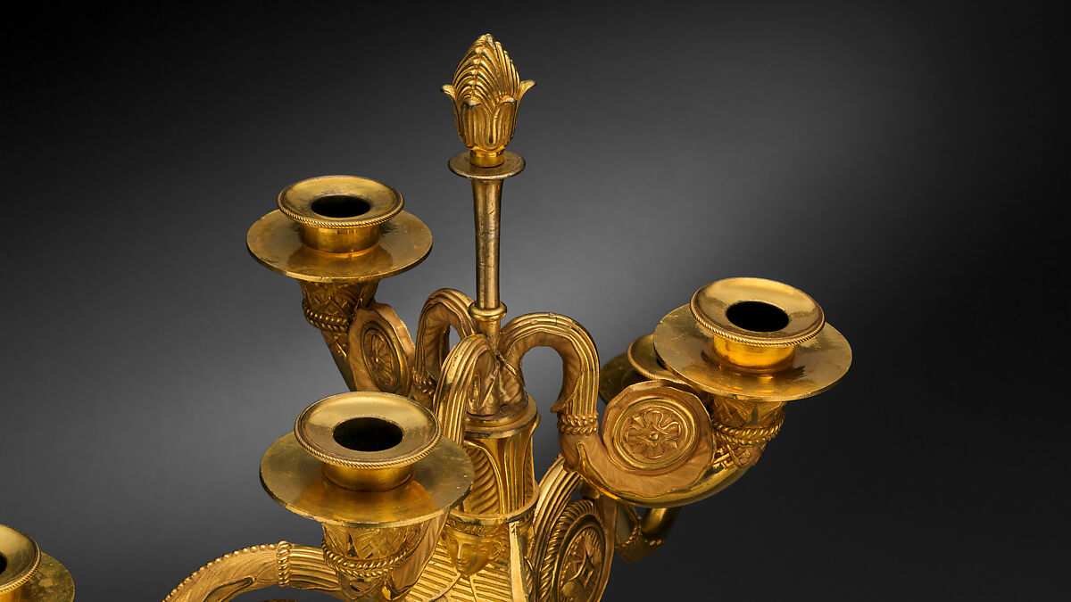 Egyptomania candelabrum (one of a pair), Alexis Decaix (British, active 1778–1811), Gilded bronze, British