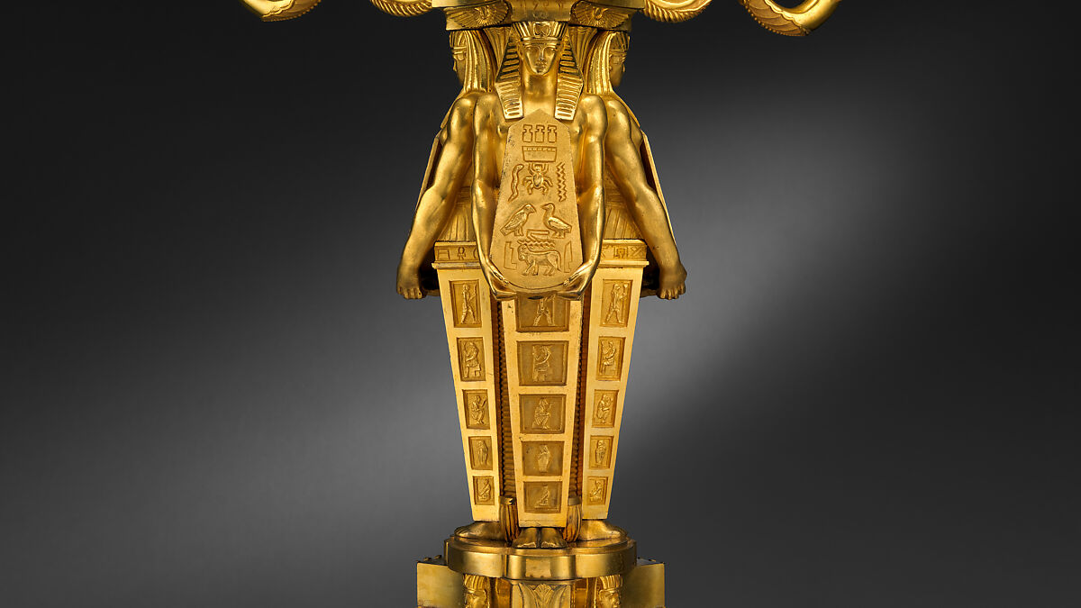 Egyptomania candelabrum (one of a pair), Alexis Decaix (British, active 1778–1811), Gilded bronze, British