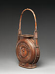 Moon Flask–Shaped Flower Basket (Henko-gata hanakago), Tanabe Chikuunsai II (Japanese, 1910–2000), Smoked bamboo and rattan, Japan