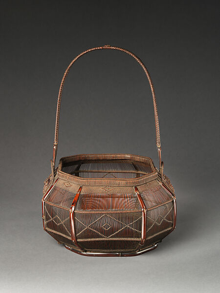 Peony Basket (Botan-kago), Maeda Chikubōsai I (Japanese, 1872–1950), Timber bamboo, rattan, and lacquer, Japan 