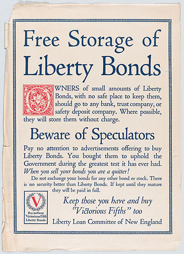 Free storage of liberty bonds