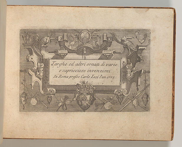 Targhe ed altri ornati di varie e capricciose invenzioni (Cartouches and other ornaments of various and capricious invention, page 1)