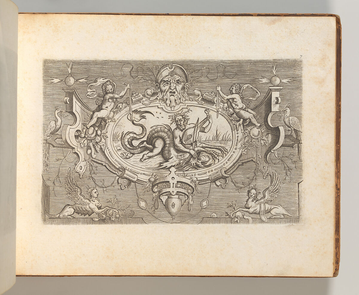 Targhe ed altri ornati di varie e capricciose invenzioni (Cartouches and other ornaments of various and capricious invention, page 7), After Jacob Floris (Central European, 1524–1581), Etching and engraving 