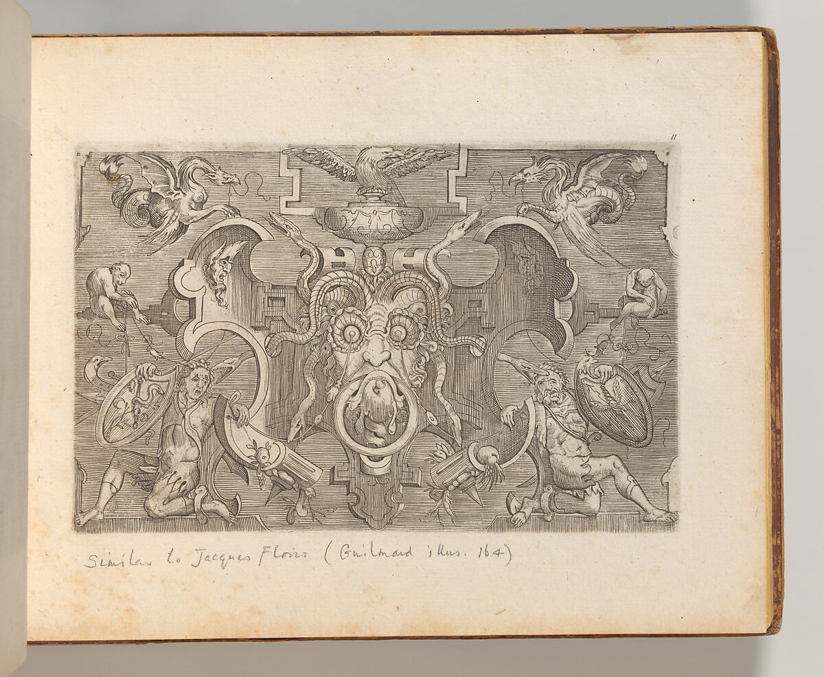 Targhe ed altri ornati di varie e capricciose invenzioni (Cartouches and other ornaments of various and capricious invention, page 11), After Jacob Floris (Central European, 1524–1581), Etching and engraving 